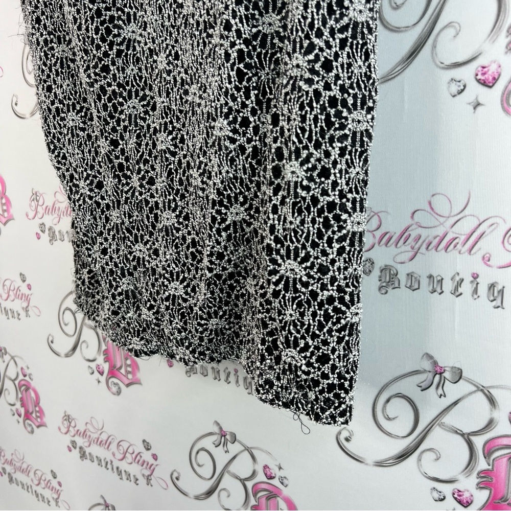 NICOLA tank top crochet detail Black and White silver Floral Tank Top cami - Picture 3 of 9